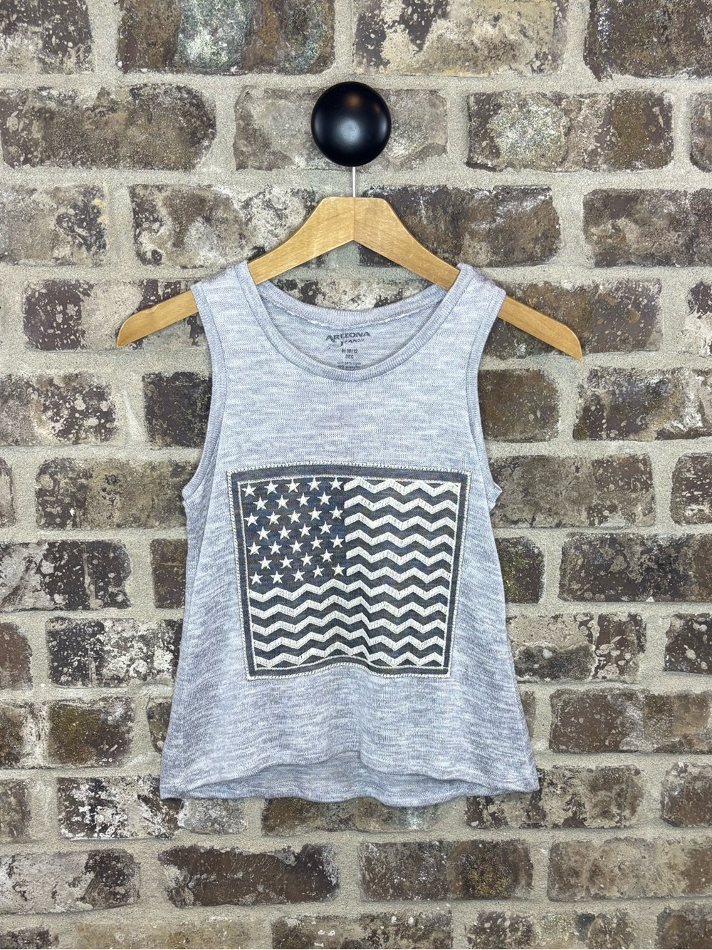 NWT Arizona Gray Sleeveless Flag Knit Tank Top Girls M 10/12
